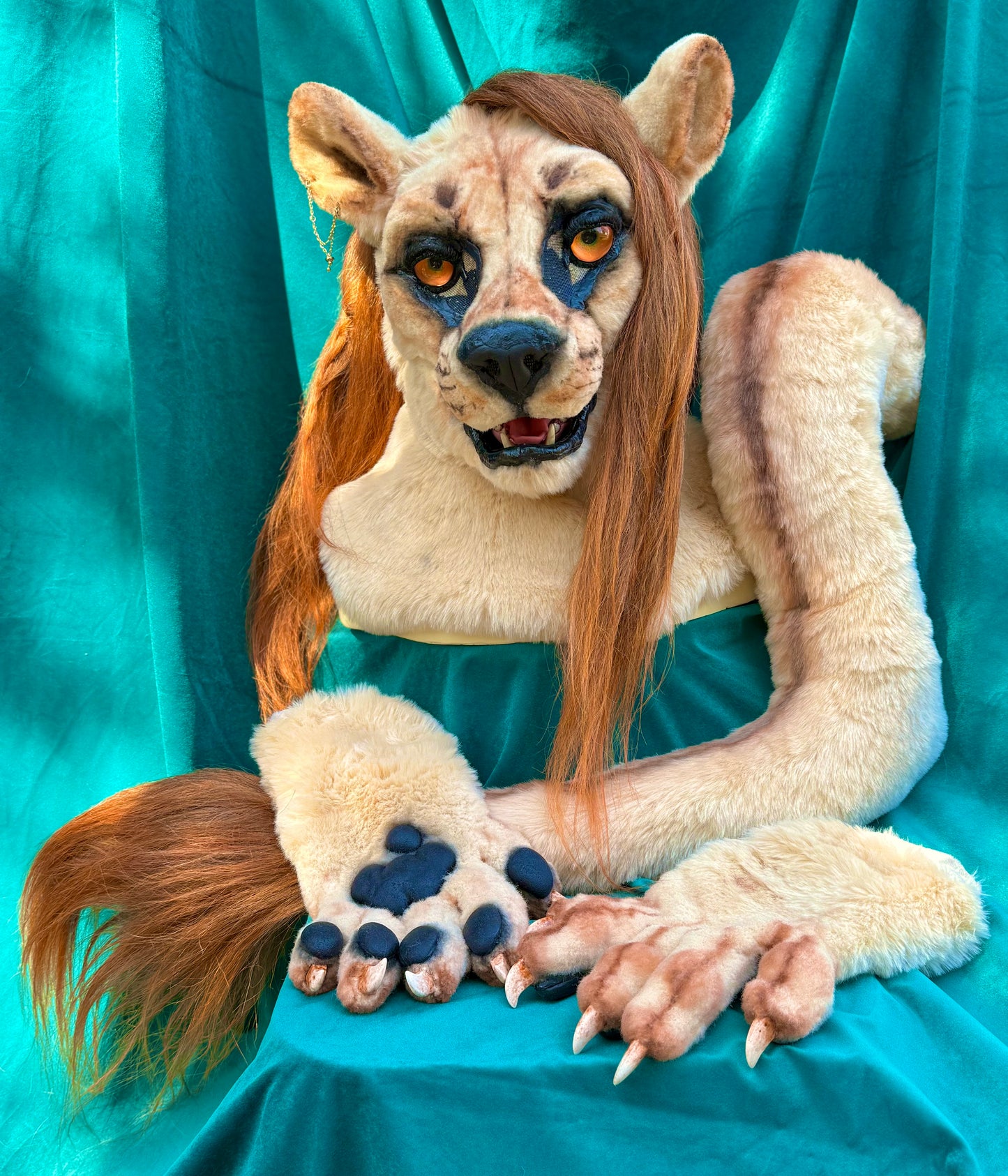 Realistic Fantasy Lady Lioness Costume/Fursuit Partial - includes Head, Paws, and Tail